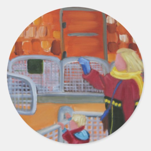 MUTTER/KINDER-ZOO-STICKER RUNDER AUFKLEBER (Vorderseite)