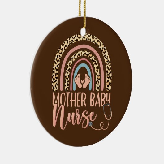 Mütter Kinderkrankenpfleger Leopard Rainbow Keramik Ornament (Rechts)