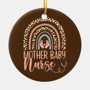 Mütter Kinderkrankenpfleger Leopard Rainbow Keramik Ornament