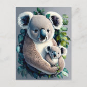 Mutter Koala Bären und ein Baby, Aquarellfarbe Postkarte (Vorderseite)