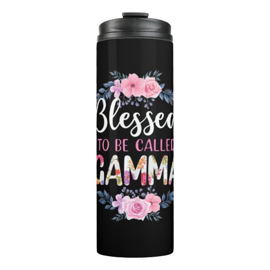 Mutter Kunst gesegnet, als Gamma Geburtstag genann Thermosbecher (Vorderseite)