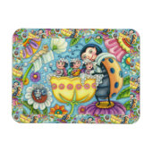 MUTTER LADYBUG & KINDER, TULIP-BABELBAD MAGNET (Horizontal)