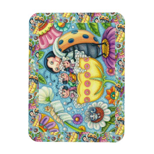 MUTTER LADYBUG & KINDER, TULIP-BABELBAD MAGNET (Vertikal)
