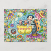 MUTTER LADYBUG & KINDER, TULIP-BABELBAD POSTKARTE (Vorderseite)