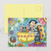 MUTTER LADYBUG & KINDER, TULIP-BABELBAD POSTKARTE (Vorne/Hinten)
