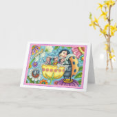 MUTTER LADYBUG & KINDER, TULIP BUBBLE BAD Leere Karte (Gelbe Blume)