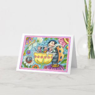 MUTTER LADYBUG & KINDER, TULIP BUBBLE BAD Leere Karte