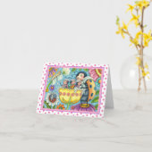 MUTTER LADYBUG & KINDER, TULIP BUBBLE BAD Leere Karte (Gelbe Blume)