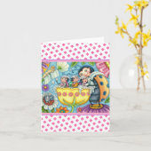 MUTTER LADYBUG & KINDER, TULIP BUBBLE BAD Leere Karte (Gelbe Blume)