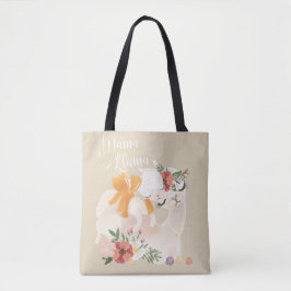 Mutter Lama mit Baby Lama und Blumen Tasche