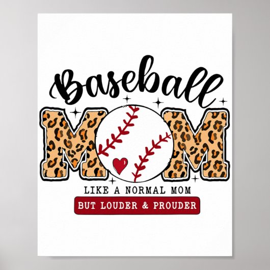 Mutter Leopard Laut & Stolz Baseball Mama Mütter Poster (Vorne)
