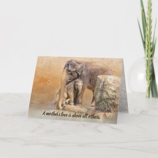 Mutter Liebe Baby Elephant umarmt Mutter Day Blank Karte (Vorderseite)