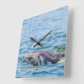 Mutter Liebe Dolphin & Baby Clock Quadratische Wanduhr (Winkel)