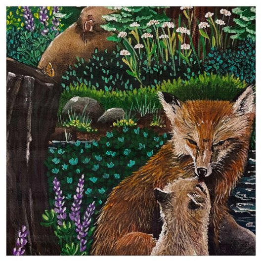 Mutter Liebe Fox Fabric Stoff (Muster)