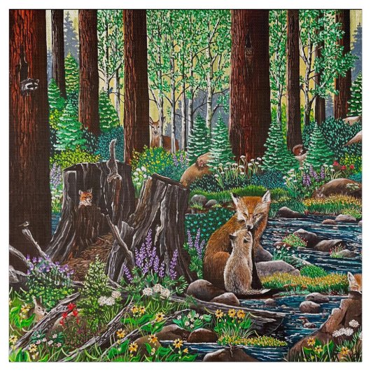 Mutter Liebe Fox Fabric Stoff (Muster)