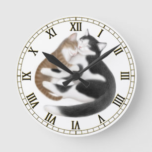 Mutter-Liebe-Katzen-Wand-Uhr Runde Wanduhr