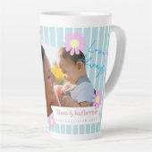 Mutter Liebe Streifen Daisy Blumenblauer Foto Blau Milchtasse (Rechte Ecke)