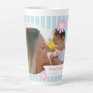 Mutter Liebe Streifen Daisy Blumenblauer Foto Blau Milchtasse