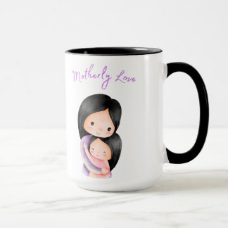Mutter Liebe und Tochter umarmt Tasse