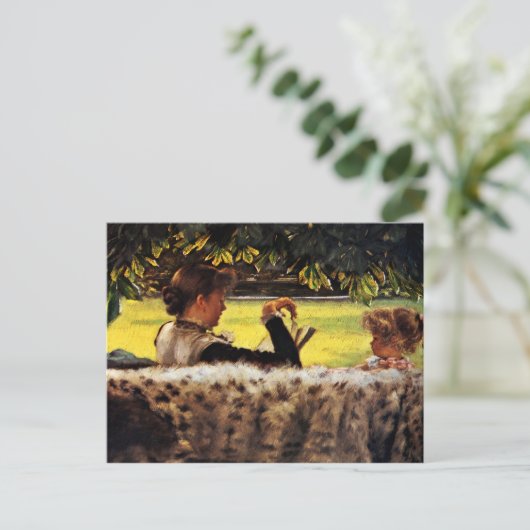 Mutter liest ihr kleines Mädchen Postkarte (Stehend Vorderseite)