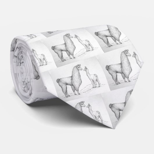 Mutter Llama und Cria Krawatte (Gerollt)