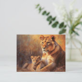 Mutter Löwe und ihr Sack Postkarte (Stehend Vorderseite)