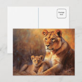 Mutter Löwe und ihr Sack Postkarte (Vorne/Hinten)