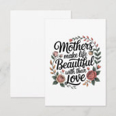 Mütter machen das Leben mit ihrer Liebe schön Begleitkarte (Vorne/Hinten)