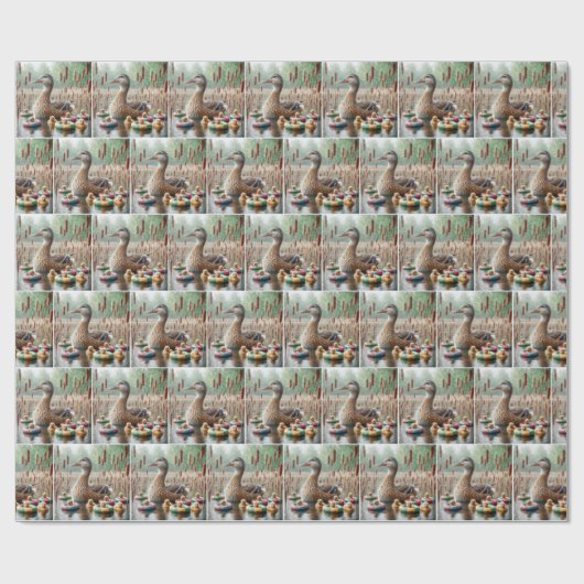 Mutter Mallard Duck mit Ducklings Geschenkpapier (Flach)