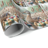 Mutter Mallard Duck mit Ducklings Geschenkpapier (Rolleneckpunkt)