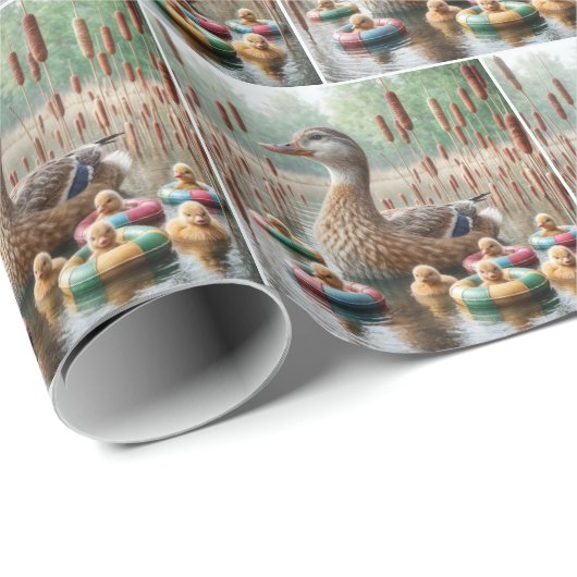 Mutter Mallard Duck mit Ducklings Geschenkpapier (Rolleneckpunkt)