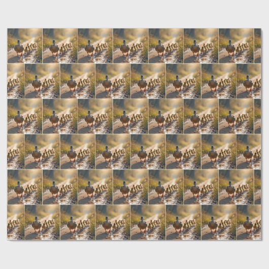 Mutter Mallard Duck mit Ducklings Geschenkpapier (Flach)