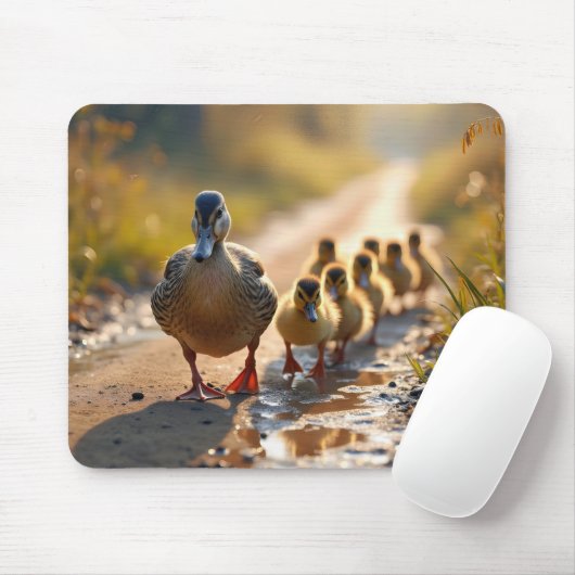 Mutter Mallard Duck mit Ducklings Mousepad (Mit Mouse)