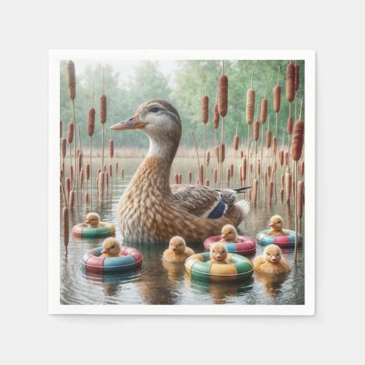 Mutter Mallard Duck mit Ducklings Serviette (Vorderseite)