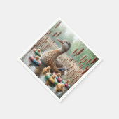 Mutter Mallard Duck mit Ducklings Serviette (Ecke)