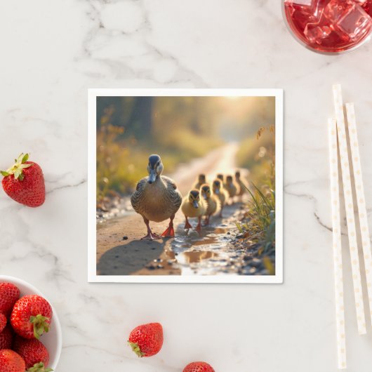 Mutter Mallard Duck mit Ducklings Serviette (Beispiel)