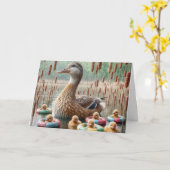 Mutter Mallard Duck mit Ducklings zum Geburtstag Karte (Gelbe Blume)