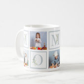 MUTTER Mama Foto-Collage Wasserfarben-Buchstaben Kaffeetasse (Vorderseite Links)