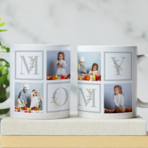 MUTTER Mama Foto-Collage Wasserfarben-Buchstaben Kaffeetasse