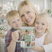 Mutter Mama Fotocollage salbeigrün Kaffeetasse