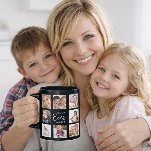 Mutter Mama Fotocollage schwarz weiß Tasse