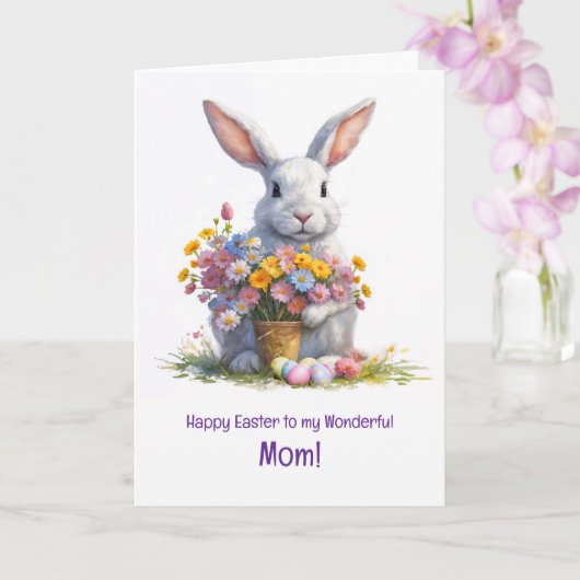 Mutter Mama Frohe Ostern mit süßem Osterhasen Karte (Orchidee)