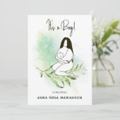 *~* Mutter Mama Holding Baby Blätter Baby Shower B Einladung (Stehend Vorderseite)