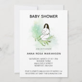 *~* Mutter Mama Holding Baby Blätter Baby Shower B Einladung (Rückseite)