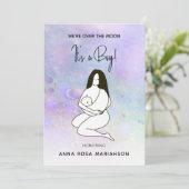 * Mutter Mama Holding Baby Moon Crater Shower Boy Einladung (Stehend Vorderseite)