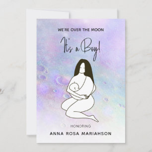 * Mutter Mama Holding Baby Moon Crater Shower Boy Einladung