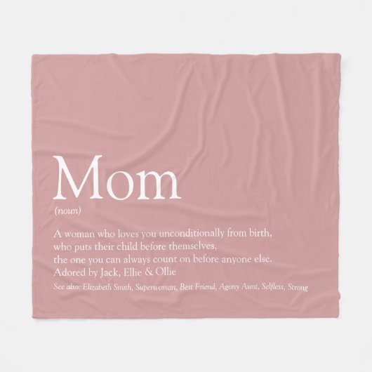 Mutter Mama Mum Definition Dusty Rose Rosa Fleecedecke (Vorderseite (Horizontal))