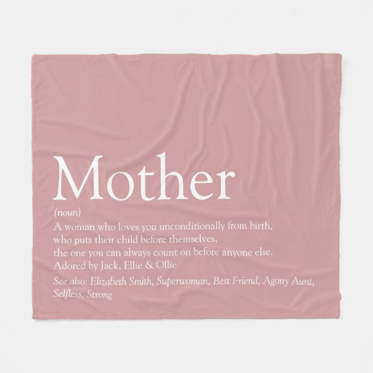 Mutter Mama Mum Definition Dusty Rose Rosa Fleecedecke (Vorderseite (Horizontal))