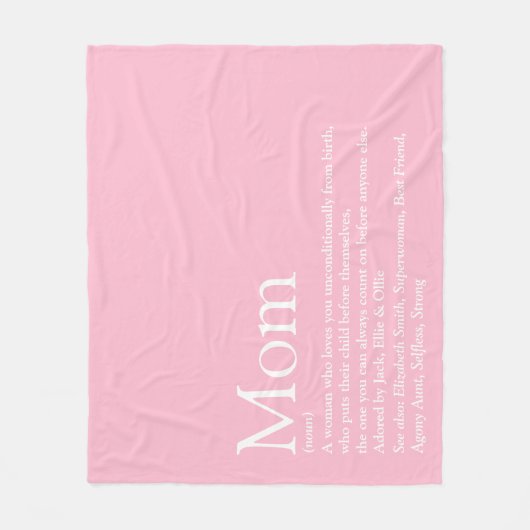 Mutter Mama Mum Definition Spaß Cool rosa Fleecedecke (Vorderseite)