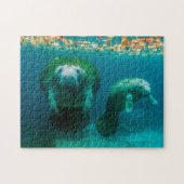 Mutter Manatee mit ihrem Kalb im Crystal River Puzzle (Horizontal)